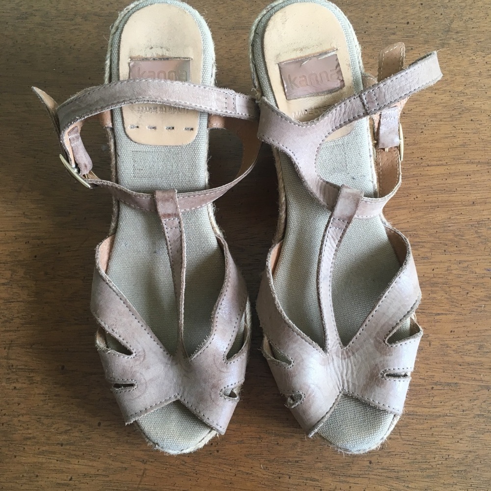 Kanna Wedge Espadrille Sandals Sz 38
